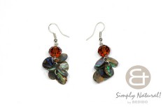Acrylic Crystals Paua Abalone 10 mm Natural Chandelier Dangling Earrings 0025ER