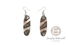 Black Lip Shell 40 mm Oblong Natural Dangling Earrings 0064ER