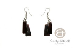 Black Tab Shell Pyramid 20 mm Black Dangling Earrings 0024ER