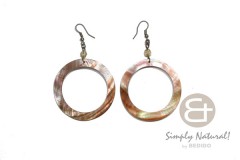 Brown Lip Shell 50 mm Natural Round Dangling Earrings 0017ER