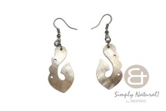 Brown Lip Shell Carvings Dangling Natural Earrings 0033ER