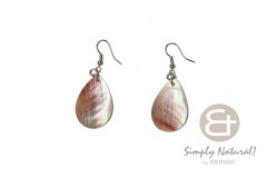 Brown Lip Shell Teardrop 30 mm Natural Dangling Earrings 0042ER