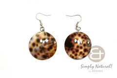 Cowrie Tiger Shell Tiger Round 35 mm Dangling Earrings 0113ER