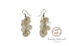 Hammer Shell 10 mm Chandelier Natural White Round Dangling Earrings 0050ER