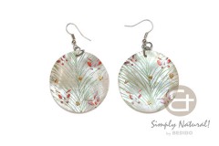 Hammer Shell Hand Painted Natural 40 mm Dangling Earrings 0078ER