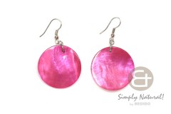 Hammer Shell Pink Round 25 mm Dangling Earrings 0058ER