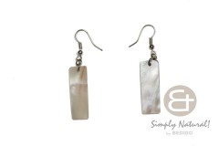 Hammer Shell Rectangular Natural White 30 mm Dangling Earrings 0051ER