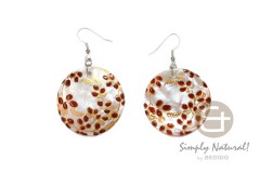 Hammer Shell Round 40 mm Hand Painted Dangling Earrings 0060ER