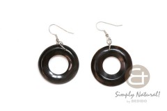 Horn Donut 40 mm Black Dangling Earrings 0074ER