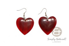 Horn Heart Red 35 mm Dangling Earrings 0114ER