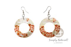 Kabibe Shell Hand Painted Donut 40 mm Dangling Earrings 0059ER