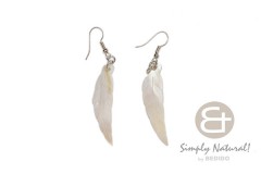 Kabibe Shell Leaf White 40 mm Dangling Earrings 0076ER