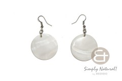 Kabibe Shell Round 30 mm Natural White Dangling Earrings 0036ER