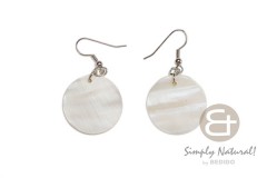 Kabibe Shell Round White 25 mm Dangling Earrings 0101ER