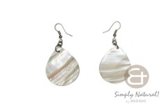 Kabibe Shell Teardrop 30 mm White Dangling Earrings 0046ER