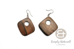 Kamagong Wood Ebony Tiger Brown Square Dangling 35 mm Earrings 0116ER