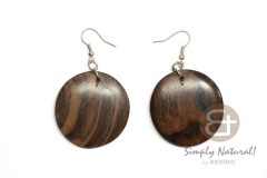 Kamagong Wood Ebony Tiger Round 38 mm Dangling Hardwood Earrings 0120ER