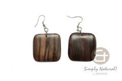 Kamagong Wood Hammer Shell Ebony Tiger 35 mm Dangling Earrings 0119ER