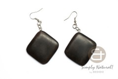 Kamagong Wood Hardwood Black Square 35 mm Dangling Earrings 0115ER