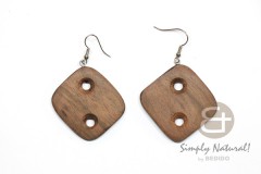 Madre de Cacao Hardwood Brown Square 35 mm Dangling Earrings 0108ER