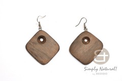 Madre de Cacao Square 35 mm Brown Dangling Earrings 0112ER