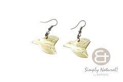 Mother of Pearl 20 mm Natural Bird Carvings Dangling Earrings 0011ER