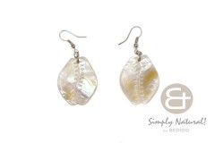 Mother of Pearl MOP Cowry 30 mm Natural Dangling Earrings 0100ER