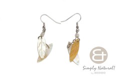 Mother of Pearl MOP Leaf 30 mm Dangling Earrings 0094ER