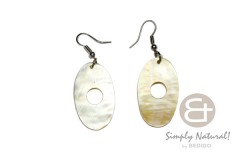 Mother of Pearl Oval 35 mm Yellow Dangling Earrings 0035ER