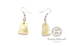 Mother of Pearl Resin Yellow 20 mm Dangling MOP Earrings 0085ER