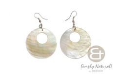 Mother of Pearl Round 40 mm MOP Dangling Earrings 0086ER