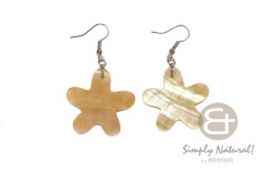 Mother of Pearl Star Yellow 35 mm Dangling MOP Earrings 0072ER