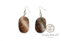 Patikan Wood Hardwood Wavy Rectangular 35 mm Dangling Earrings 0118ER