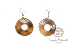 Robles Wood Donut Brown 40 mm Dangling Earrings 0069ER