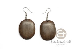 Robles Wood Oblong 35 mm Gray Dangling Earrings 0109ER