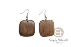 Robles Wood Square Brown 35 mm Dangling Earrings 0111ER