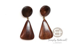 Wood 40 mm Triangle Brown Dangling Earrings 0056ER