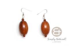 Wood Oblong Brown 30 mm Dangling Earrings 0062ER