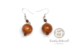 Wood Round 20 mm Brown Dangling Earrings 0063ER