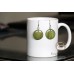 Wood Stained Green 25 mm Round Dangling Earrings 0002ER